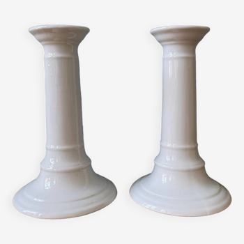 Pair of Limoges porcelain candlesticks