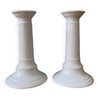 Paire de bougeoirs en porcelaine de Limoges