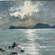 Large painting of the Mediterranean seaside in Toulon, signed Jean Vincent