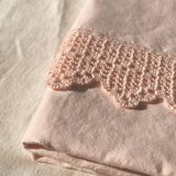 Old linen and cotton sheet dyed in tea pink