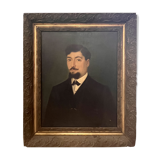 Oil on canvas of a mustachioed man