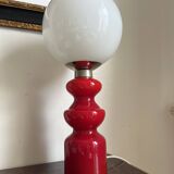 1970s Red and White Glass Space Age Lamp