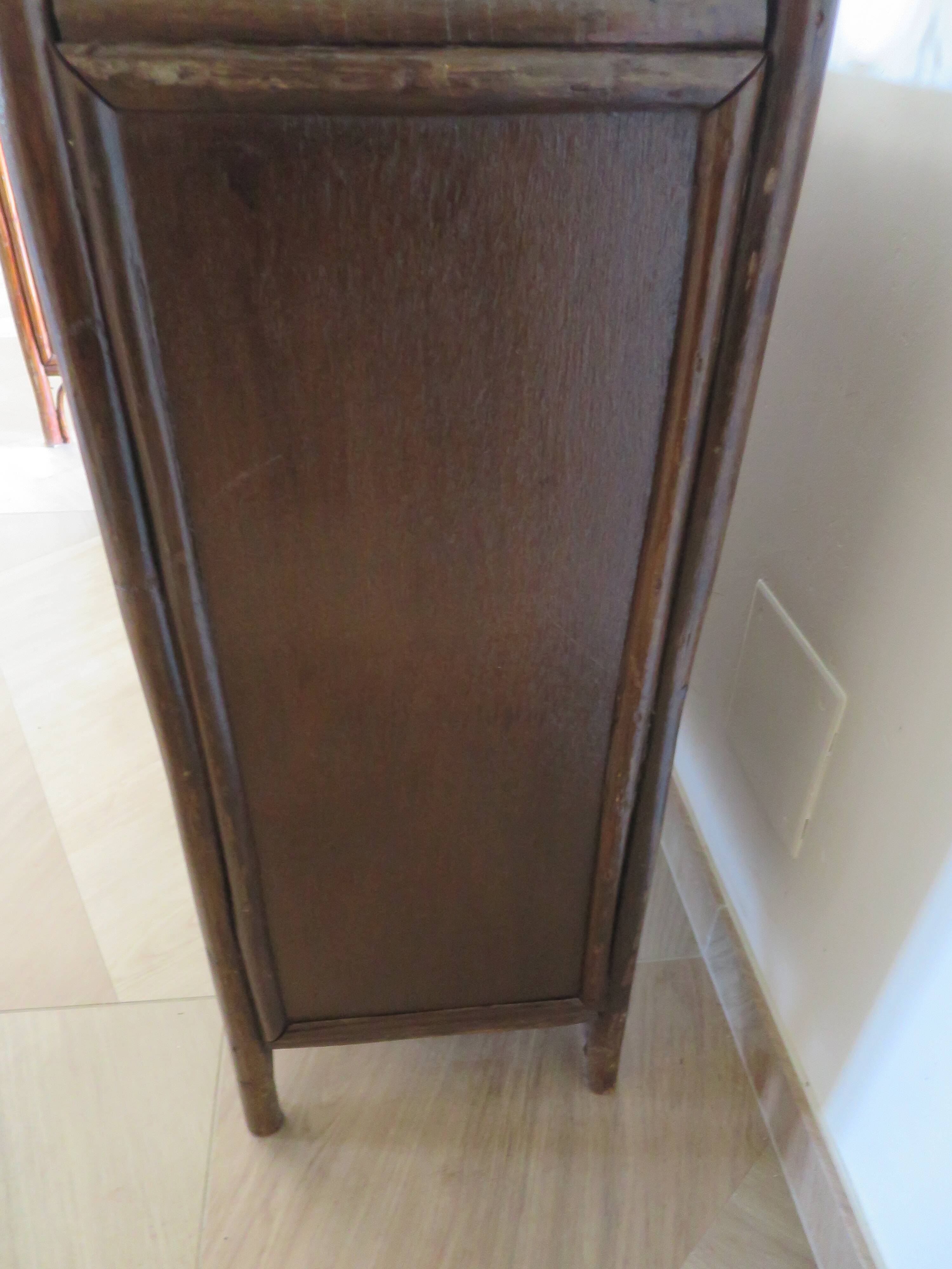 Retro-vintage-Low sideboard-library - cane-wood-rattan-1960s