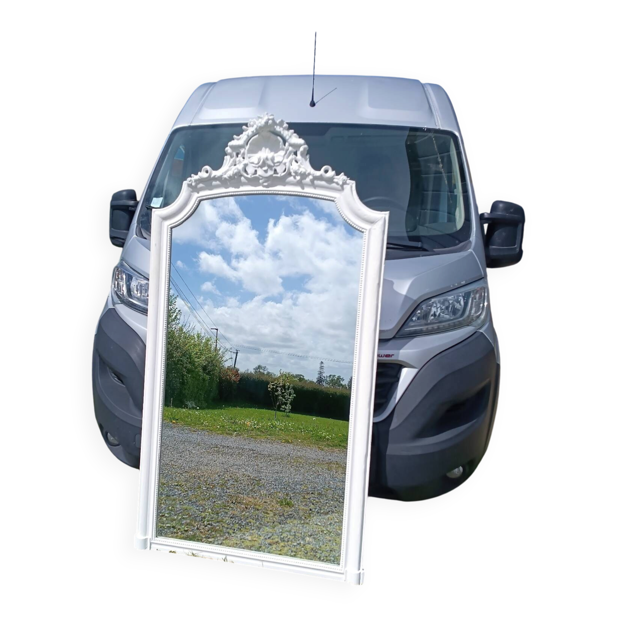 Miroir ancien à fronton 174/94 cm