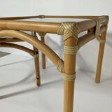Two stackable rattan and bamboo Maugrion coffee tables