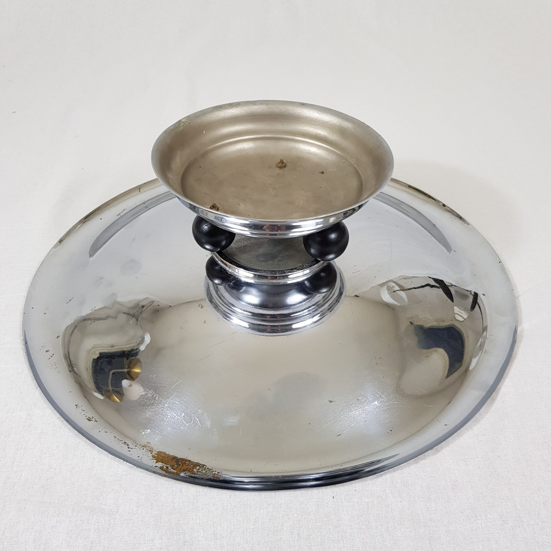 Cut with chrome brass fruit Art Deco Modernist Bauhaus