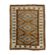 Old Turkish Rug 158x125 cm Vintage Oriental Rare Carpet Blue Brown Beige