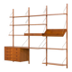 Danish teak wall unit in the style of Cadovius, Sorensen with a lamp, 1970s
