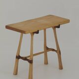 Contemporary handcrafted stool / end table in solid ash and oak wood
