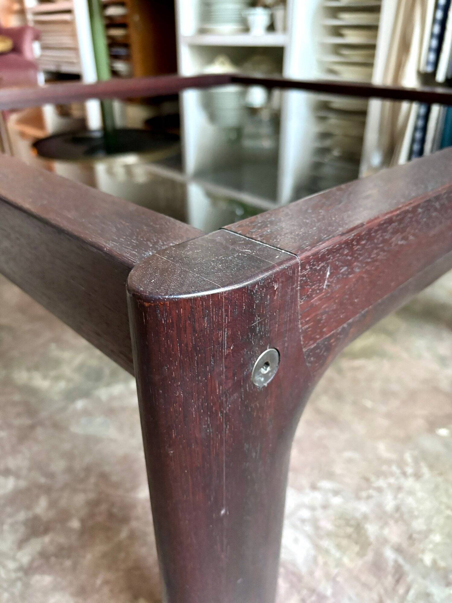 Teak and smoked glass coffee table produced by Ekornes, Denmark