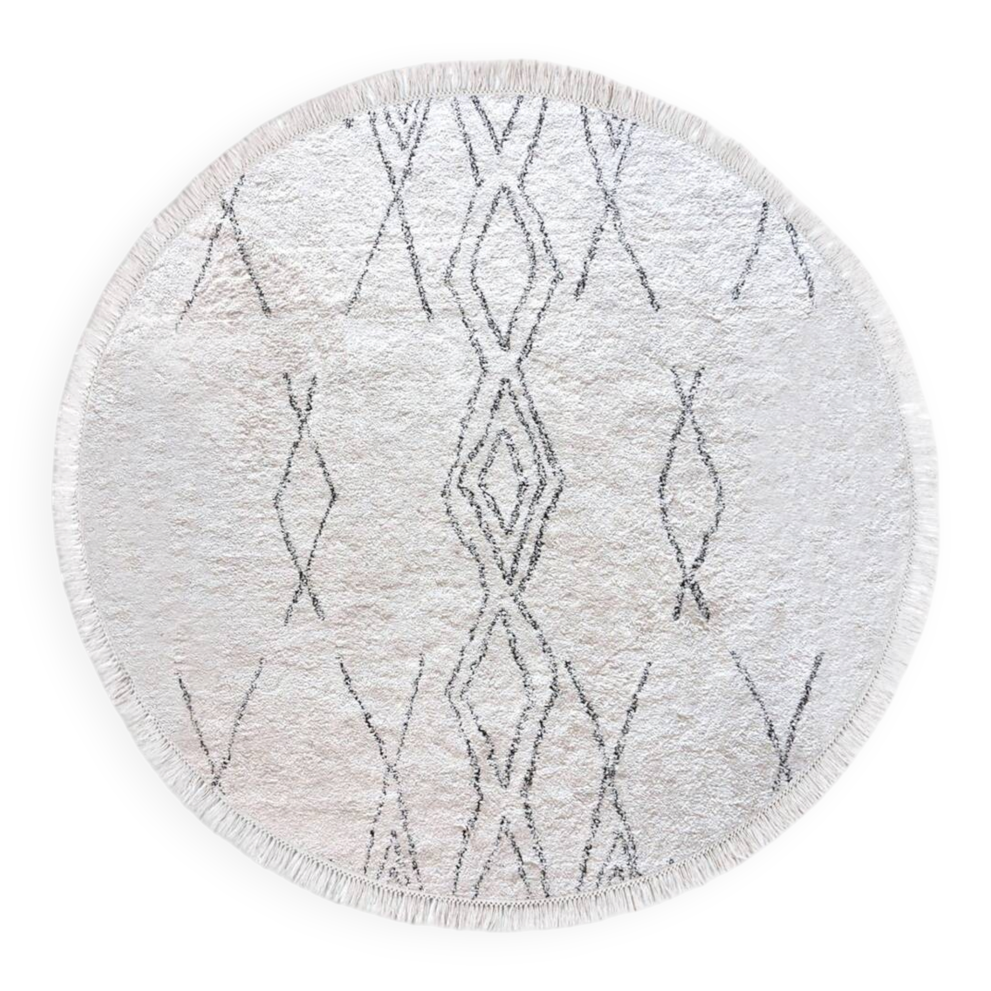 Round Berber rug 160 cm black pattern