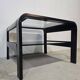 70s Bentwood Coffee Table with Glass Top – Mid Century Modern Black Si