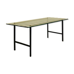 Table basse verre et acier 1950