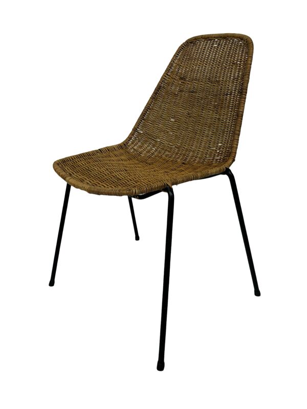Chaise de bureau vintage en rotin Gian Franco Legler des années 1950
