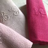 Suite of four antique tinted napkins