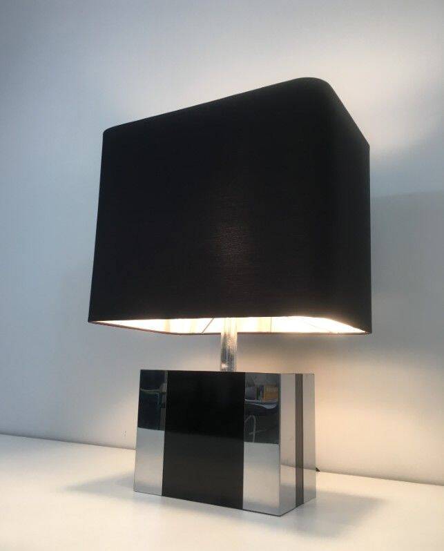 Chrome and black lacquer lamp