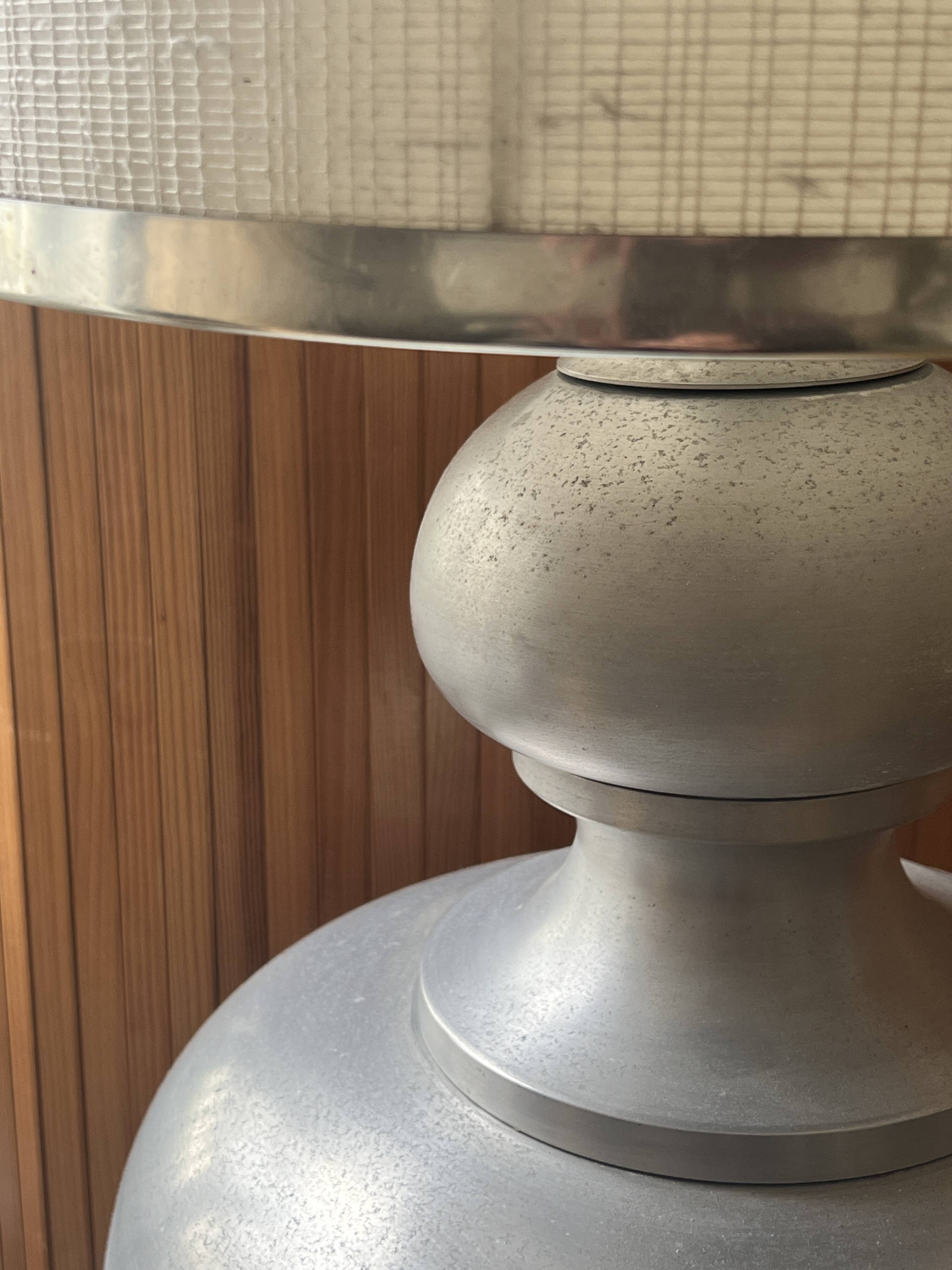 Lampe de sol en métal brossé Philippe Barbier, design 1970