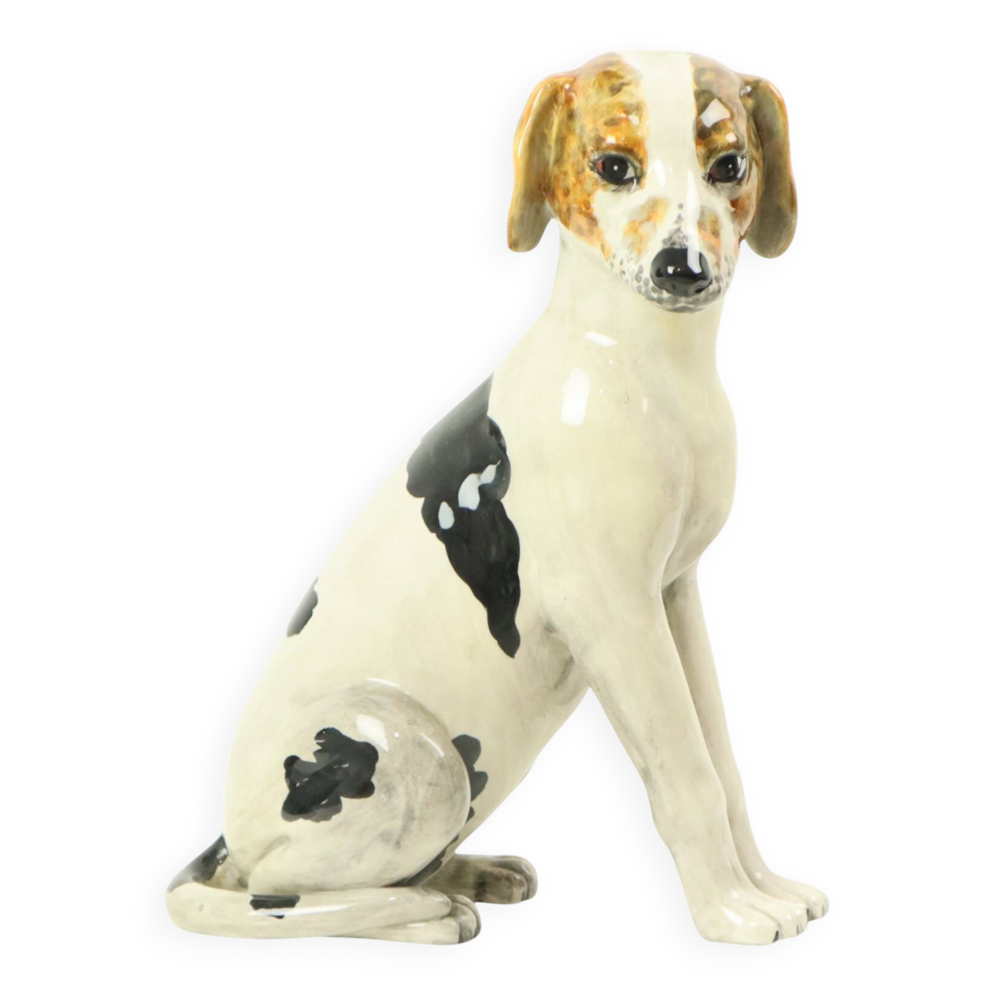 Statue de Chien Vintage Sculpture Craquelé Céramique Italie 31cm