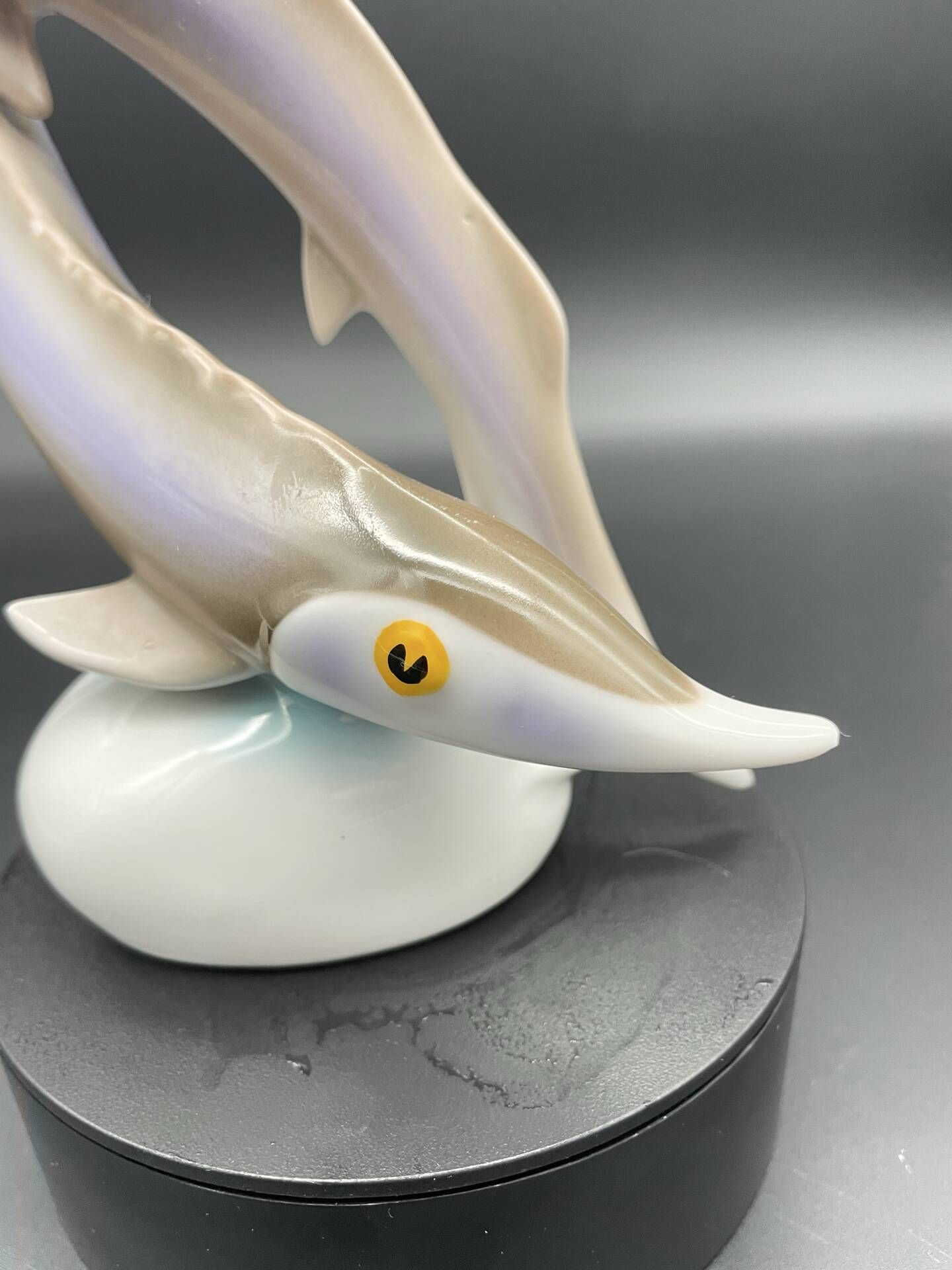 Vintage sculpture of two sturgeons in porcelain Hollóháza – Hungary