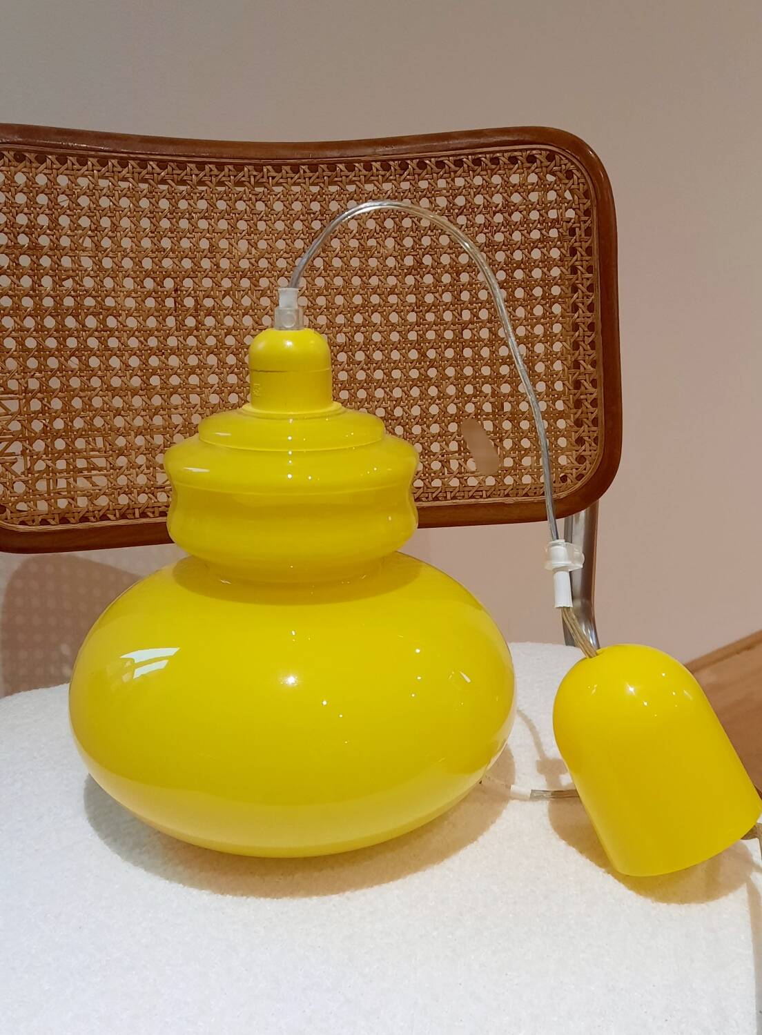 Vintage yellow glass pendant light