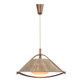 Wabi sabi sisal and plywood pendant lamp by Temde, Switzerland 1960s