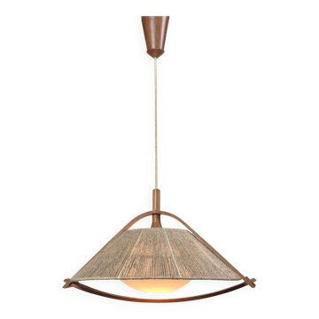 Suspension Wabi Sabi en sisal et contreplaqué par Temde, Suisse, années 1960
