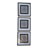 Vintage Optical Art Triptych - Victor Vasarely - Frames 40x40cm