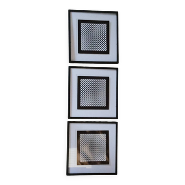 Vintage Optical Art Triptych - Victor Vasarely - Frames 40x40cm