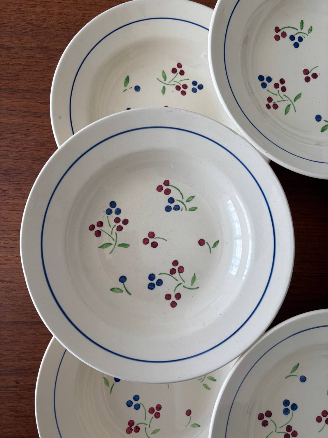 Set of 8 vintage Lunéville deep plates model Odile – bay decoration