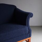 Fauteuil lounge bleu marine bouclé | Suède | Années 1940