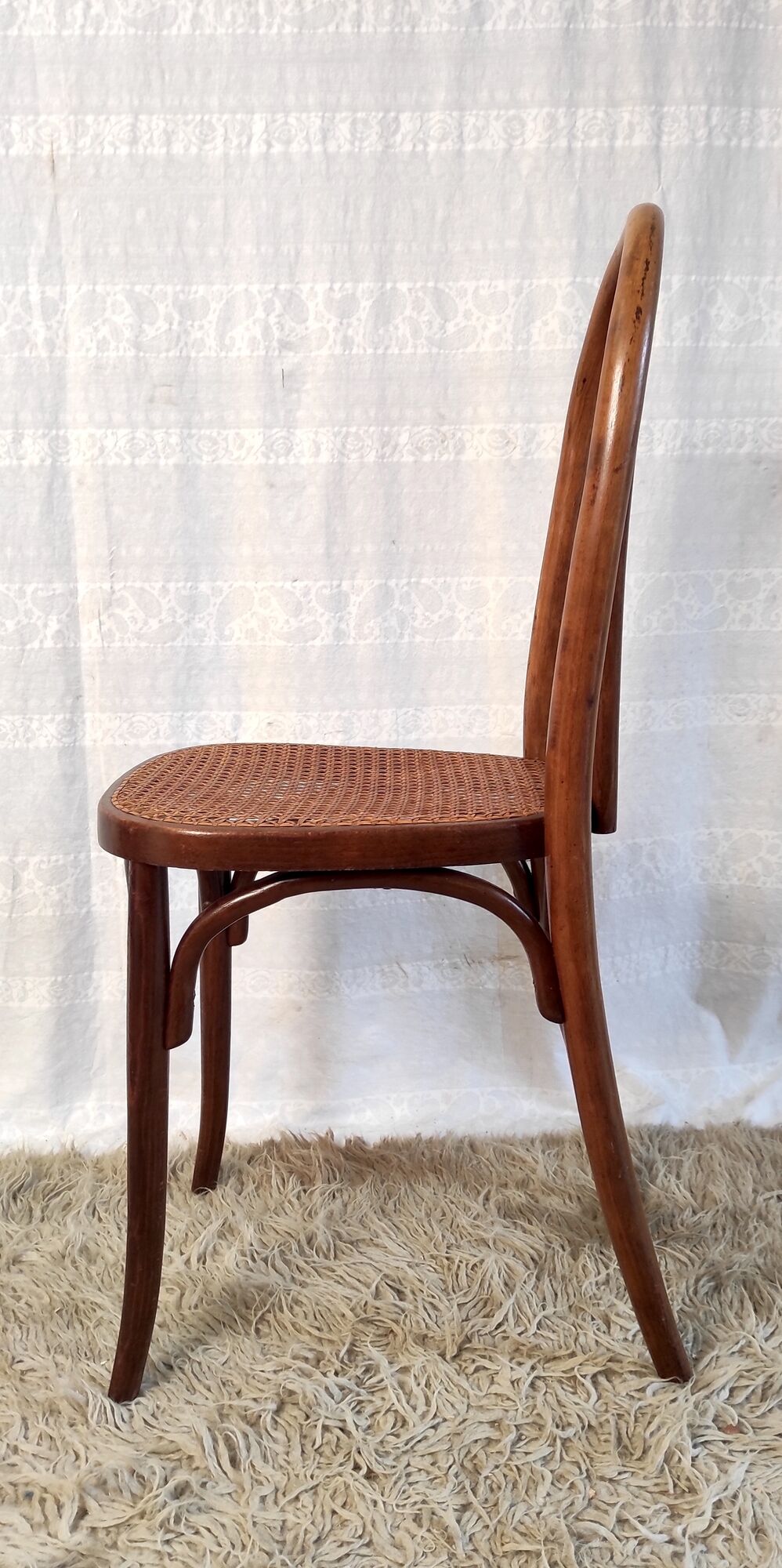 Chaise bistrot en bois courbé et cannage début XXème