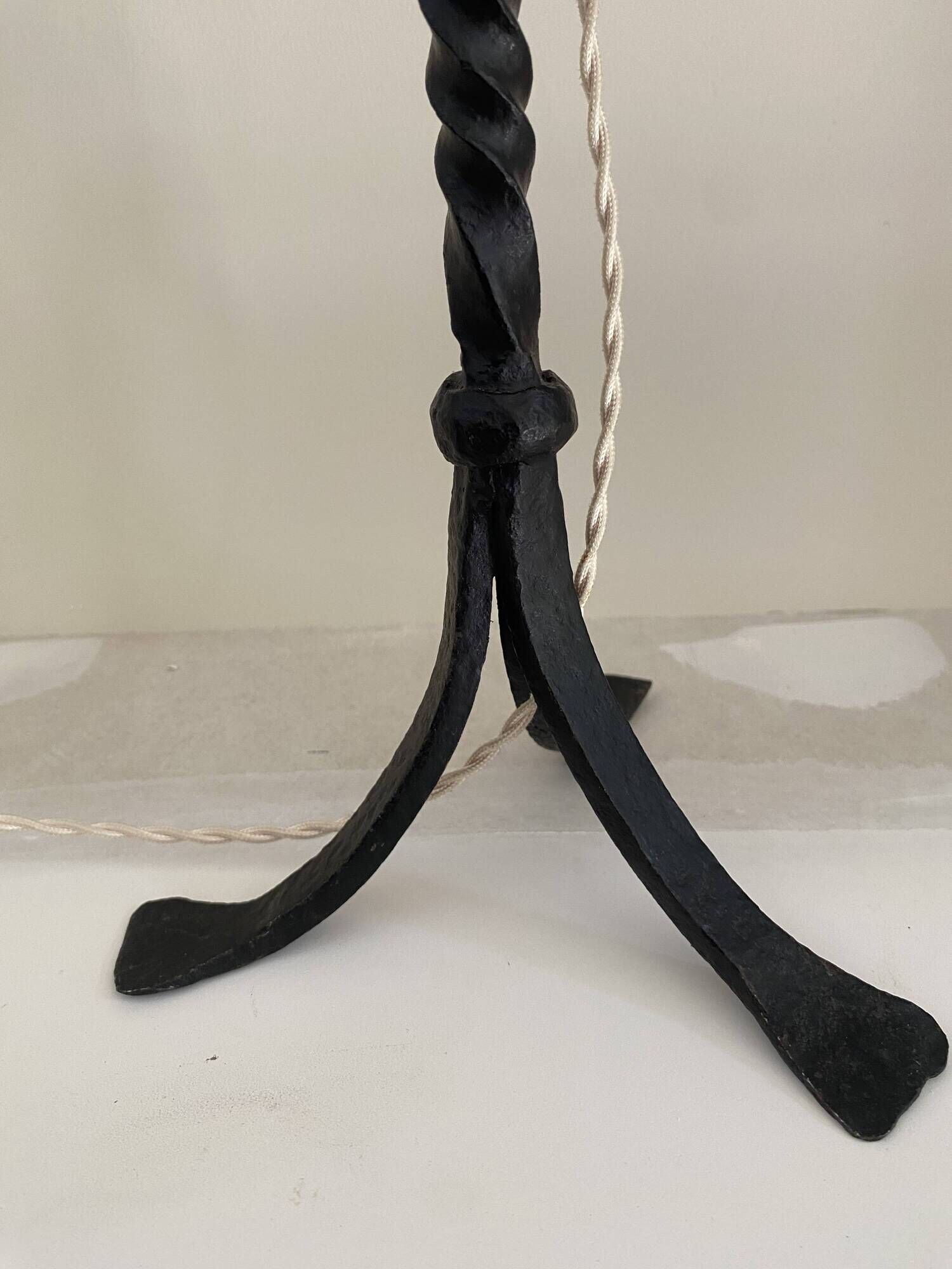 Wrought iron lamp, 2M fabric cable, cotton shade