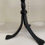 Lampe fer forgé, câble tissu 2M, abat-jour coton