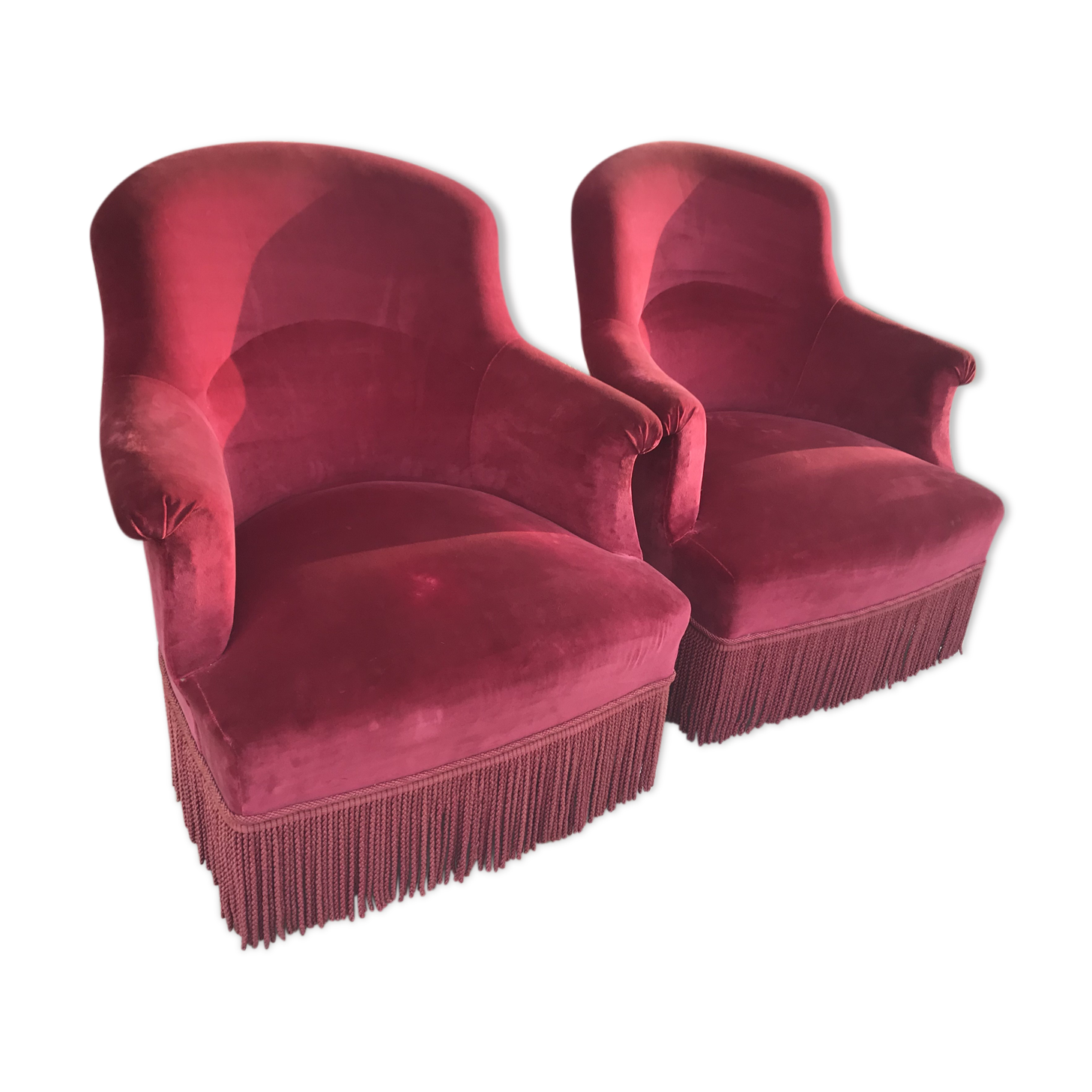 Pair of armchairs Napoleon III red Theater Velvet