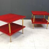 Pair of lacquered goatskin side tables by Aldo Tura, 1960s