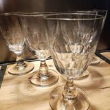 5 antique wine glasses with cut sides