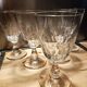 5 antique wine glasses with cut sides