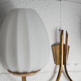 Pair of 1960 opaline and brass wall lights from Italy