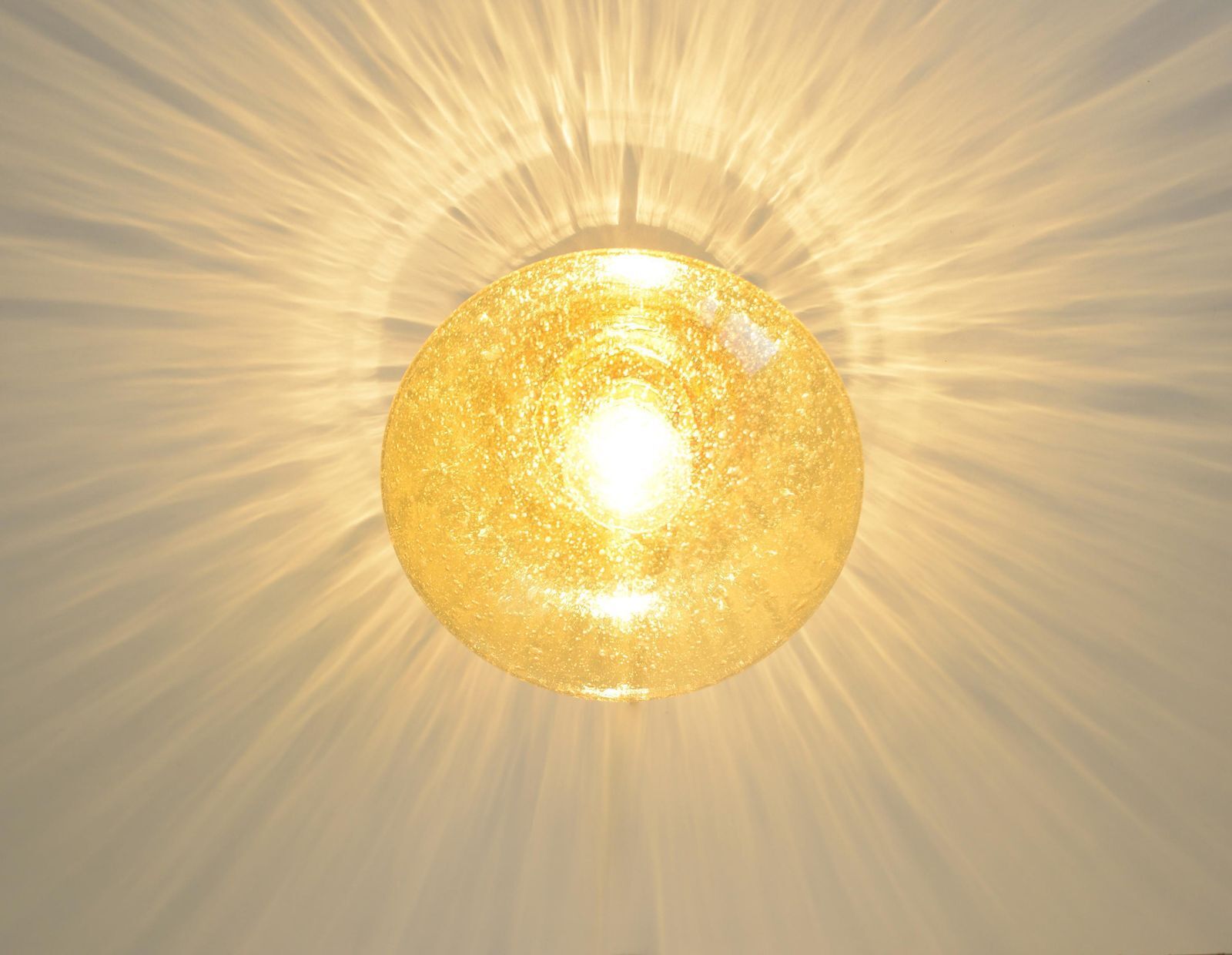Amber Bubble Glass Ceiling Light, Brass Semi Flush Mount, Mushroom Lamp