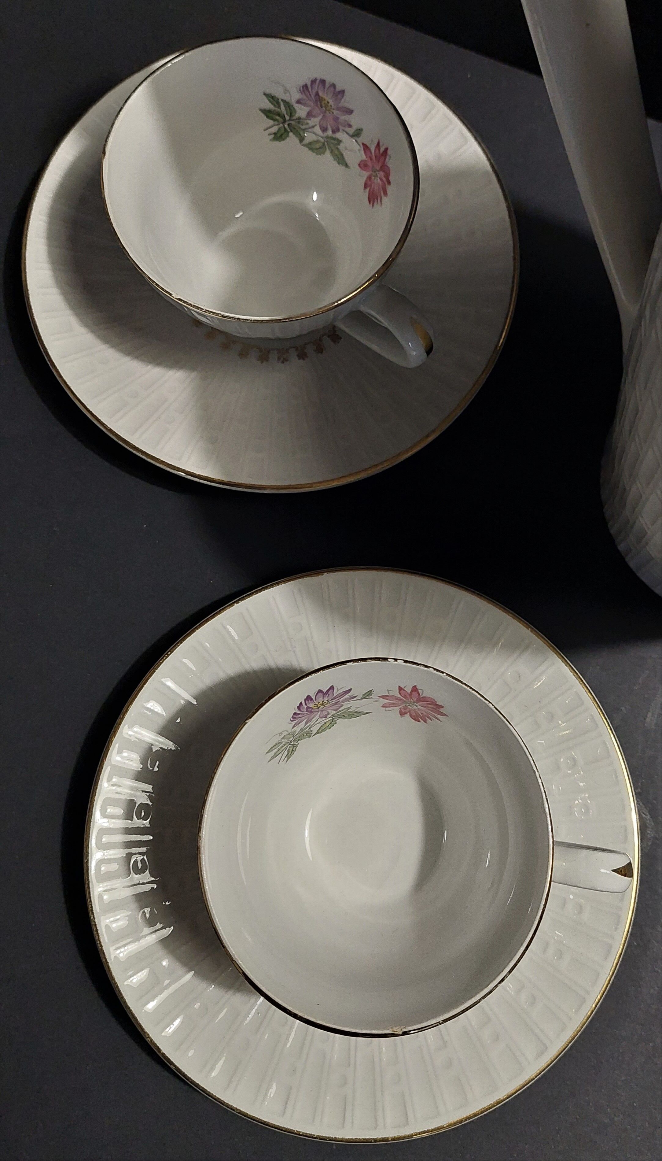 Pouring coffee service and two cups Lunéville KG mid-twentieth