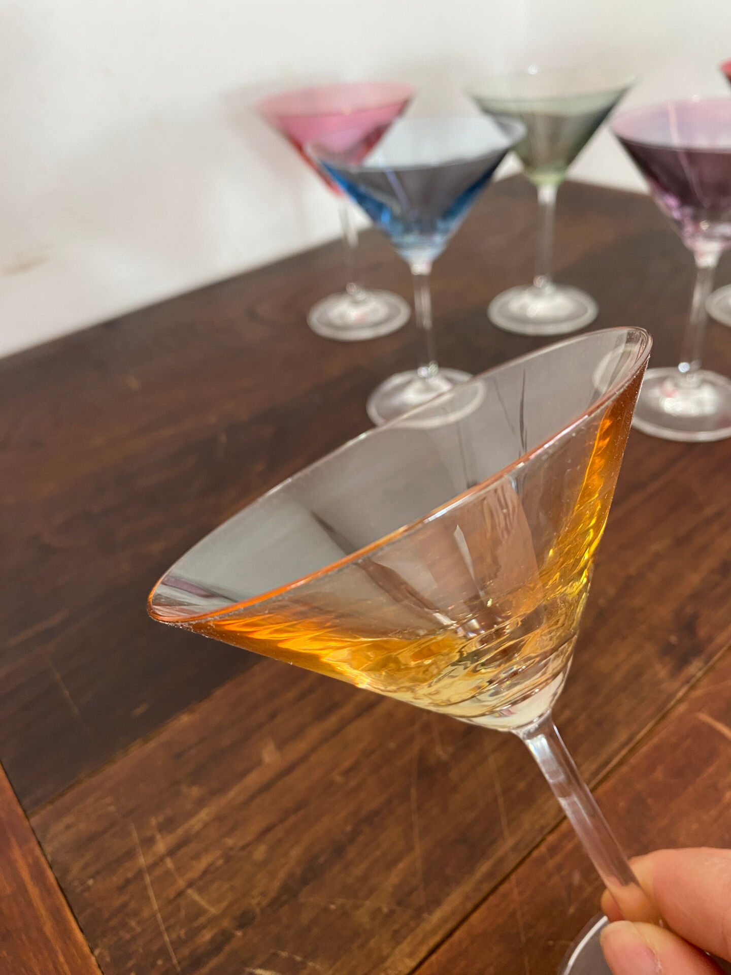 Cocktail glasses in glass