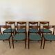 Set of 8 Vintage Danish Chairs by Søren Ladefoged – Teak & Blue Fabric