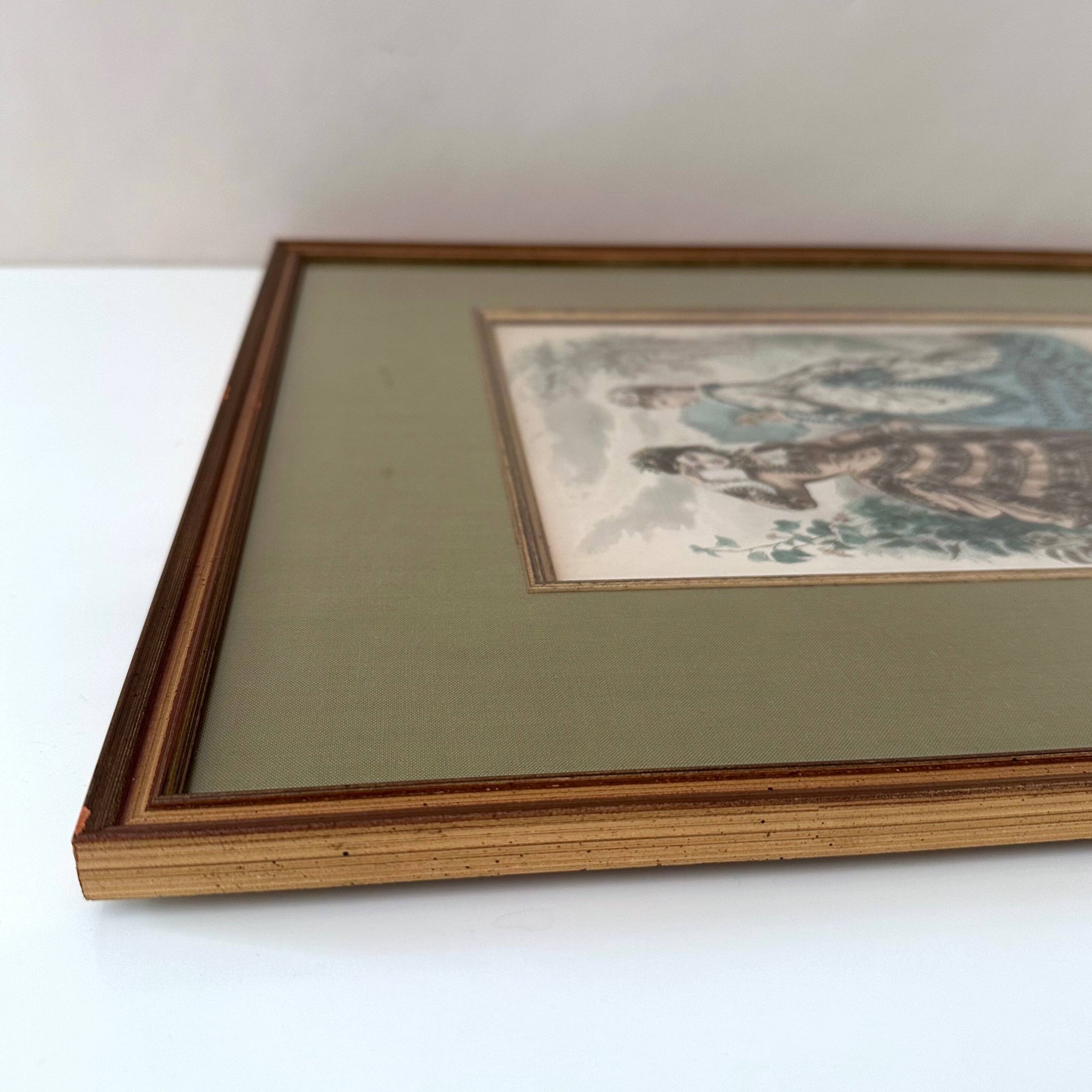 Anais Toudouze illustration print, antique French fashion , France, art print in wooden frame