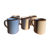 Lot de 5 mugs en porcelaine moucheté beige