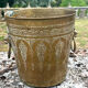 Persian Brass Champagne Bucket, Hand Engraved Ram Head Handles