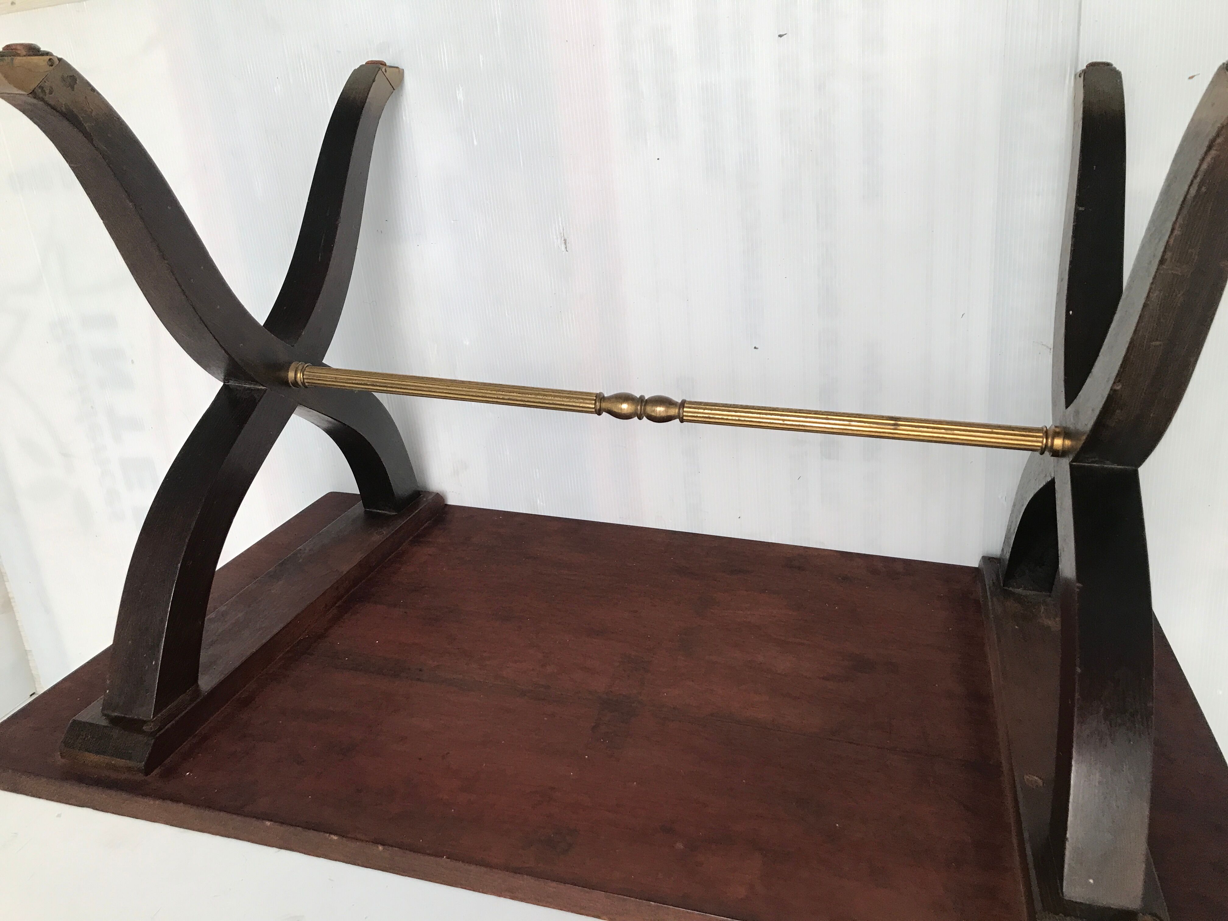 Empire style coffee table in wood veneer and brass