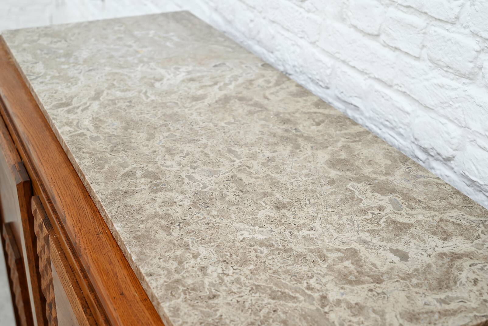 Oak Sculpted Art Deco Cabinet by Charles Dudouyt France, 1930s