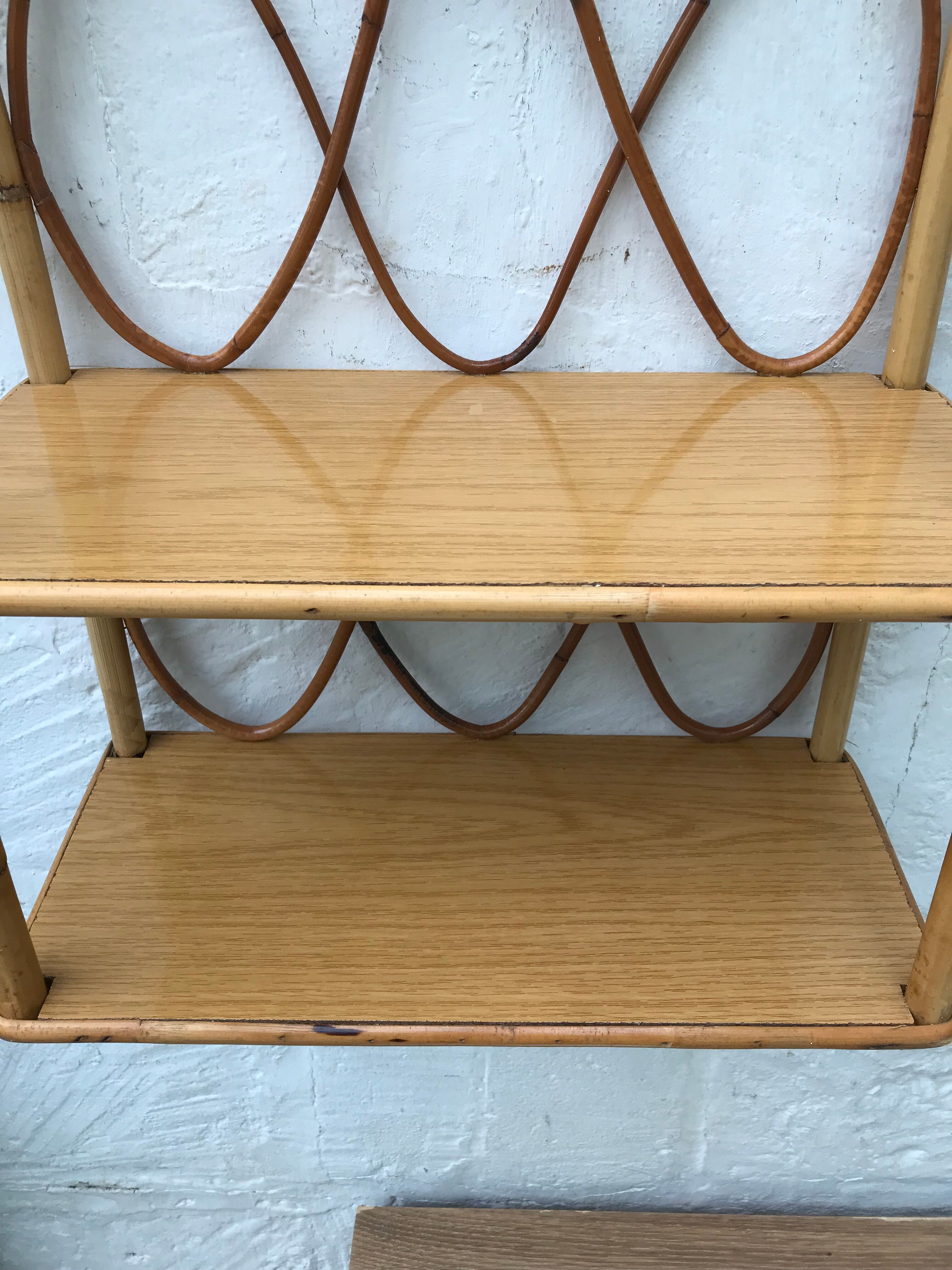 Rattan wall shelf