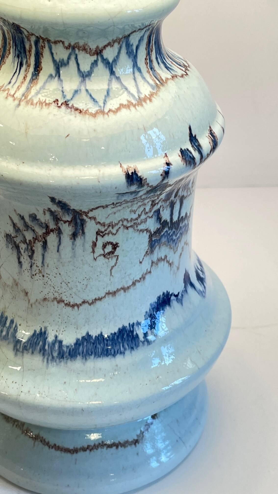 Lampe céramique bleue océan