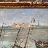 Tableau signé henry roose - marine huile bassin de chasse blankenberge belgique